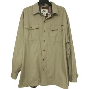 Old Mill Men’s 2XL Flannel Lined Shirt Jacket Khaki Workwear Heavy Shacket